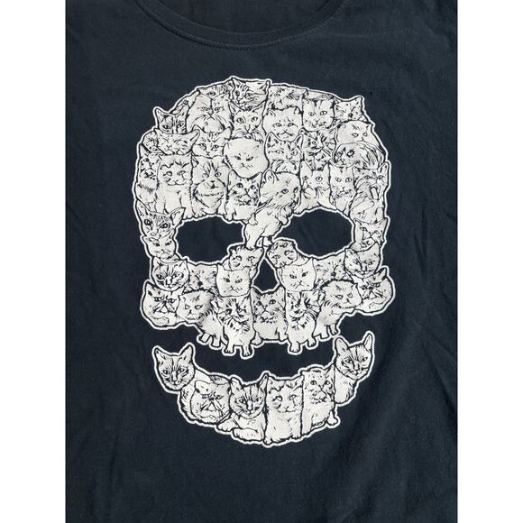 Kitty Cat Skull Cat Tee Tshirt Women's sz L - Picture 1 of 2